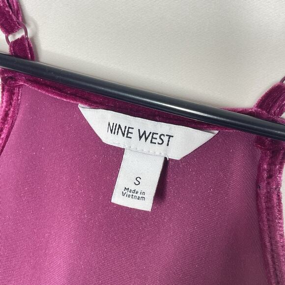 Y2K Nine West Velvet Cami Tank Top S Pink Lace Trim Fairycore Whimsigoth Party - Picture 3 of 7